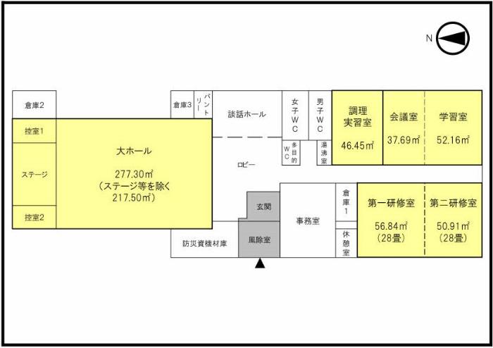 京田コミュニティ防災センター平面図