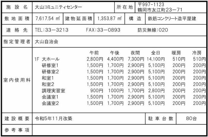 大山コミュニティセンター概要