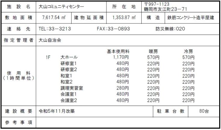 大山コミュニティセンター概要