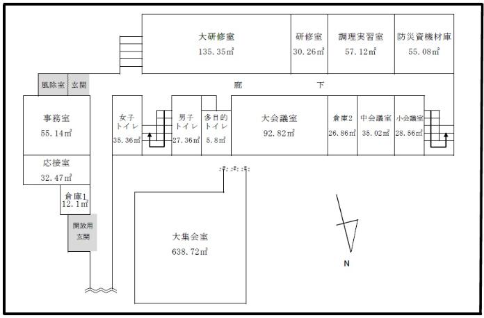 田川コミュニティセンター平面図